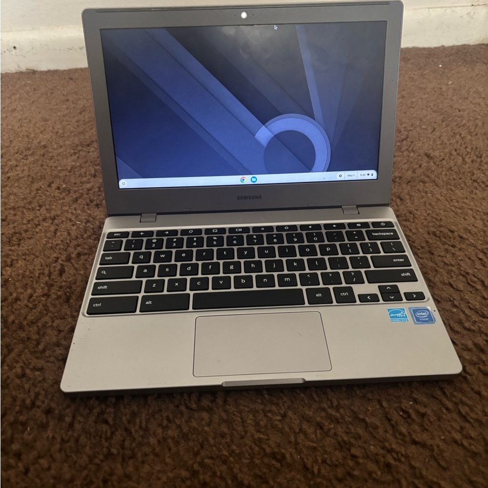 Samsung Silver Chromebook Compact Design with Black Accents